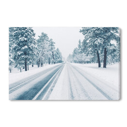 Obraz na płótnie Zimowa droga pokryta lodem