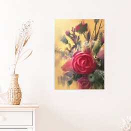 Plakat Bukiet pięknych różowych róż