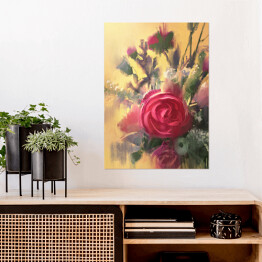 Plakat samoprzylepny Bukiet pięknych różowych róż