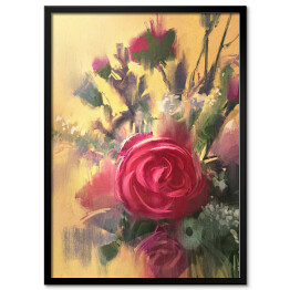 Plakat w ramie Bukiet pięknych różowych róż