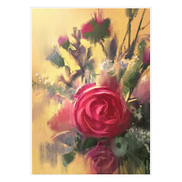 Plakat samoprzylepny Bukiet pięknych różowych róż