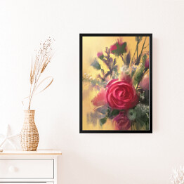 Obraz w ramie Bukiet pięknych różowych róż
