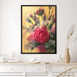Obraz w ramie Bukiet pięknych różowych róż