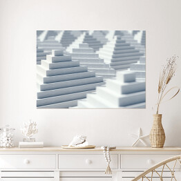 Plakat samoprzylepny Geometryczne białe piramidy 