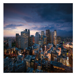 Plakat samoprzylepny Niesamowity widok centrum Tokio o zachodzie słońca