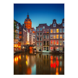 Plakat samoprzylepny Amsterdam nocą