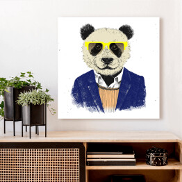 Obraz na płótnie Panda - hipster w eleganckim stroju i okularach