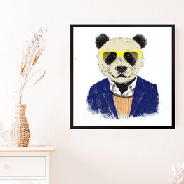 Obraz w ramie Panda - hipster w eleganckim stroju i okularach
