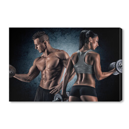 Obraz na płótnie Mężczyzna i kobieta trenujący mięśnie