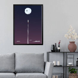 Obraz w ramie Rakieta lecąca na księżyc