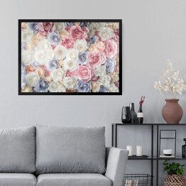 Obraz w ramie Kolorowe pastelowe róże