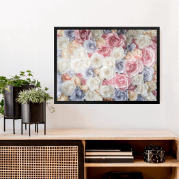 Obraz w ramie Kolorowe pastelowe róże
