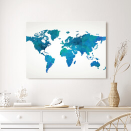 Obraz na płótnie Niebieskia mapa świata na jasnym tle