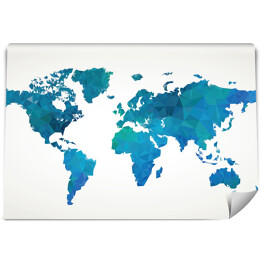 Fototapeta samoprzylepna Niebieskia mapa świata na jasnym tle