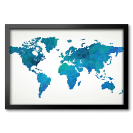 Obraz w ramie Niebieskia mapa świata na jasnym tle
