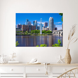 Plakat samoprzylepny Rzeka Missisipi, panorama Minneapolis