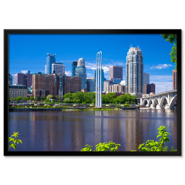 Plakat w ramie Rzeka Missisipi, panorama Minneapolis