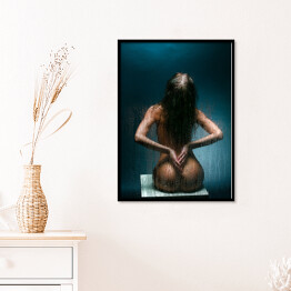 Plakat w ramie Seksowna dziewczyna siedząca tyłem