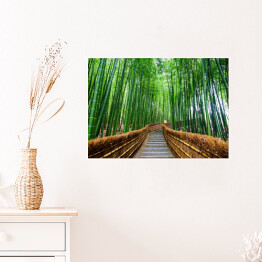 Plakat samoprzylepny Ścieżka do bambusowego lasu, Arashiyama, Kyoto, Japonia