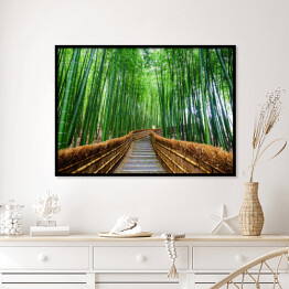 Plakat w ramie Ścieżka do bambusowego lasu, Arashiyama, Kyoto, Japonia