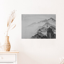 Plakat samoprzylepny Rysunek gór i chmur w Chinach