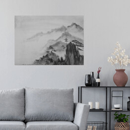Plakat Rysunek gór i chmur w Chinach