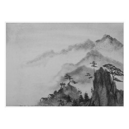 Plakat Rysunek gór i chmur w Chinach