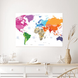 Plakat samoprzylepny Polityczna kolorowa mapa świata