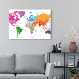 Obraz na płótnie Polityczna kolorowa mapa świata
