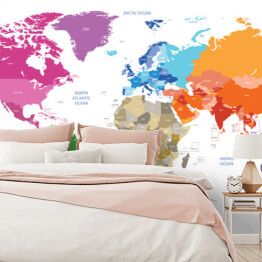 Fototapeta Polityczna kolorowa mapa świata