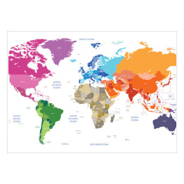 Plakat Polityczna kolorowa mapa świata