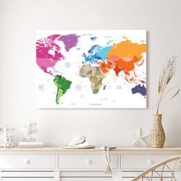 Obraz na płótnie Polityczna kolorowa mapa świata
