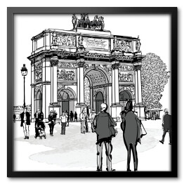 Obraz w ramie Łuk Triumfalny i ogród Tuileries w Paryżu