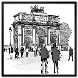 Plakat w ramie Łuk Triumfalny i ogród Tuileries w Paryżu