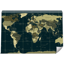 Fototapeta winylowa zmywalna Szczegółowa mapa świata w kolorach moro na ciemnym tle