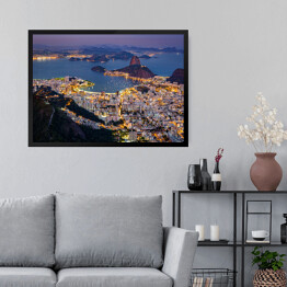 Obraz w ramie Góra Sugar Loaf wystaje z zatoki Guanabara, Rio de Janeiro
