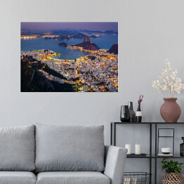 Plakat samoprzylepny Góra Sugar Loaf wystaje z zatoki Guanabara, Rio de Janeiro