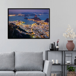 Plakat w ramie Góra Sugar Loaf wystaje z zatoki Guanabara, Rio de Janeiro