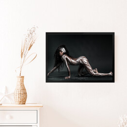 Obraz w ramie Ciało kobiety zdobione liniami