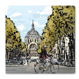 Obraz na płótnie Rysunek rowerzysty w Paryżu