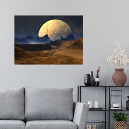 Plakat Widok na księżyc z perspektywy obcej planety