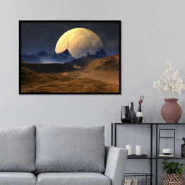 Plakat w ramie Widok na księżyc z perspektywy obcej planety