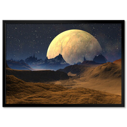 Plakat w ramie Widok na księżyc z perspektywy obcej planety