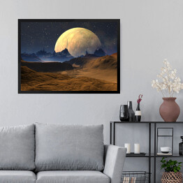 Obraz w ramie Widok na księżyc z perspektywy obcej planety