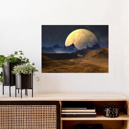 Plakat samoprzylepny Widok na księżyc z perspektywy obcej planety