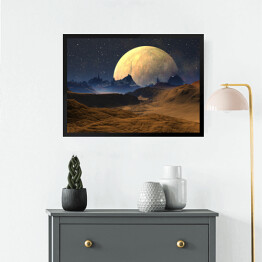 Obraz w ramie Widok na księżyc z perspektywy obcej planety