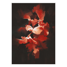 Plakat samoprzylepny Czerwone kwiaty na czarnym tle