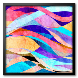 Obraz w ramie Abstrakcyjne kolorowe fale - kolorowa ilustracja