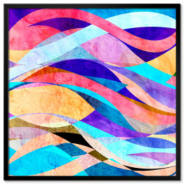 Plakat w ramie Abstrakcyjne kolorowe fale - kolorowa ilustracja