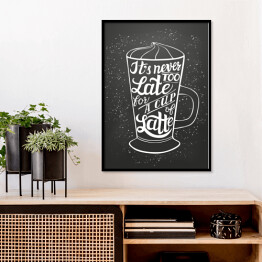 Plakat w ramie Minimalistyczna biało czarna typografia - latte